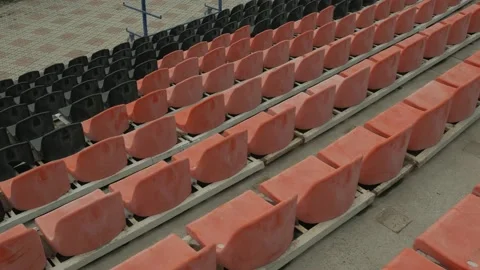 Review of empty stadium seats during the COVID-19 coronavirus pandemic. Stock Footage 154323639