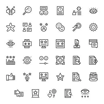 Review Grid Fitted Vector Set with 35 Retina Ready Regular Line Icons Illustrazione stock