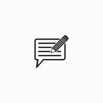 Review icon, Write Bubble icon, Writing feedback icon Stock Illustration