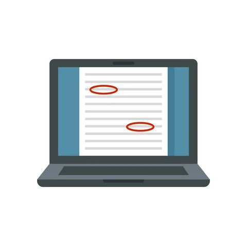 Review laptop editor icon flat isolated vector 스톡 일러스트