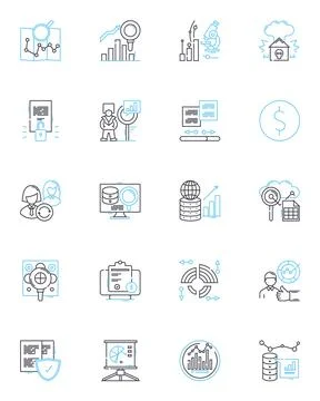 Review linear icons set. Evaluation, Appraisal, Critique, Analysis, Assessment Stock Illustration