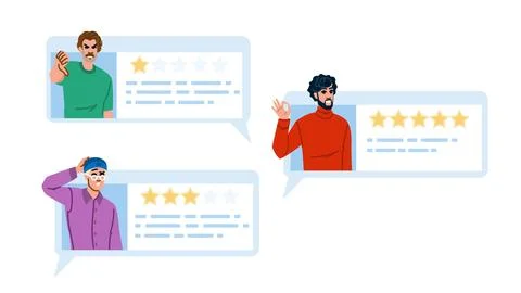 Review man customer feedback vector Stock Illustration