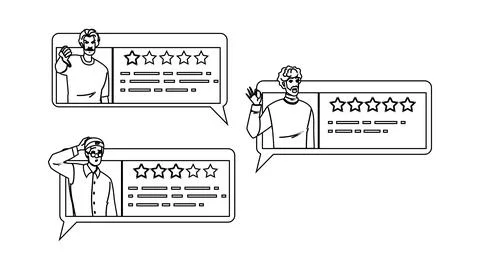 Review man customer feedback vector Stock Illustration