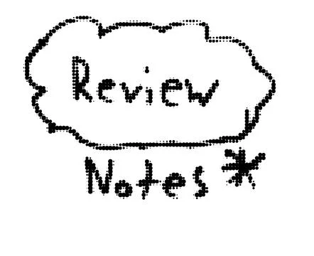 Review notes with cloud sketch, handwritten text saying review notes enclosed Stock Illustration
