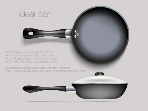 Review of pans top and side Stock Illustration