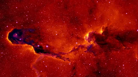 Review of the red space nebula consisting of gas, dust and young stars Video stock 48759753