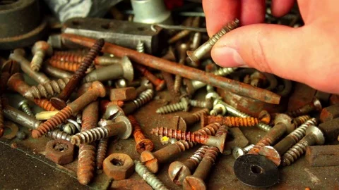 Review of a rusty screw Stock Footage 73984512