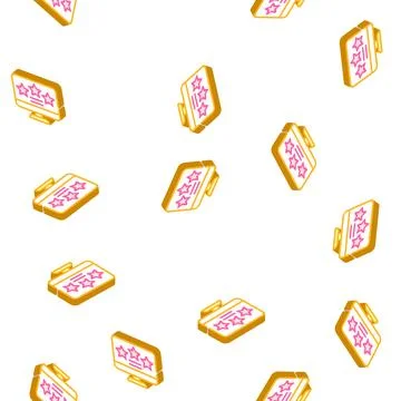 Review stars on computer screen isometric icon seamless pattern Stock Illustration