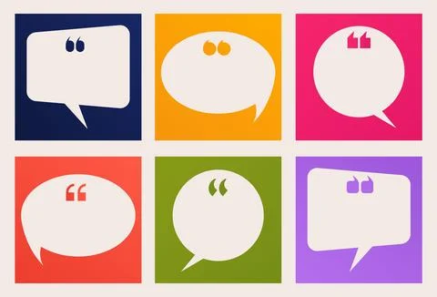 Review template. Speech mark, quotation post message for customers in social  Stock Illustration