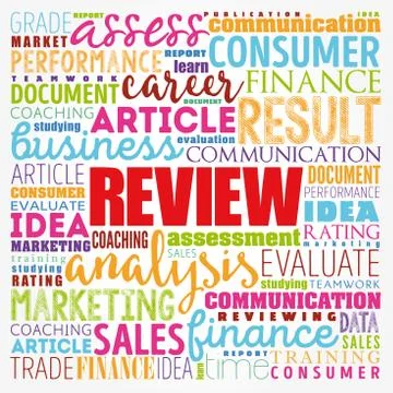 Review word cloud collage, business concept background Illustrazione stock