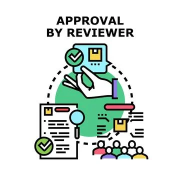 Reviewer approval process evaluating report document Illustrazione stock