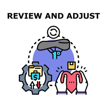 Reviewing and adjusting business process and strategy development Stock Illustration