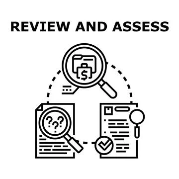 Reviewing and assessing business data for financial analysis Stock Illustration