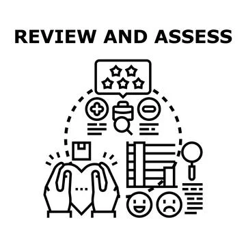 Reviewing and assessing customer satisfaction and feedback Stock Illustration