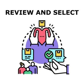 Reviewing and selecting best options for customer choice Stock Illustration
