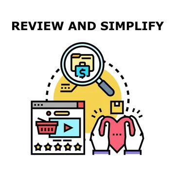 Reviewing and simplifying business processes and customer feedback Stock Illustration