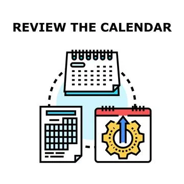 Reviewing calendar for planning and process optimization Stock Illustration