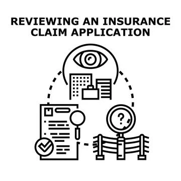Reviewing insurance claim application process and investigation Stock Illustration