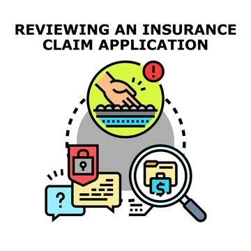 Reviewing an insurance claim application process concept Stock Illustration