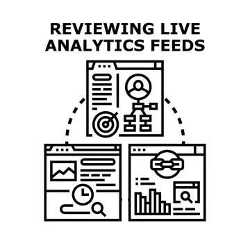 Reviewing live analytics feeds vector concept illustration Illustrazione stock