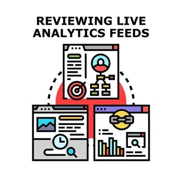 Reviewing live analytics feeds vector concept illustration Stock Illustration