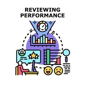 Reviewing performance business process for evaluation analysis Stock Illustration