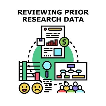 Reviewing prior research data analysis and concept formulation 库存插图