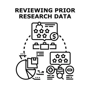 Reviewing prior research data concept on white background Stock Illustration