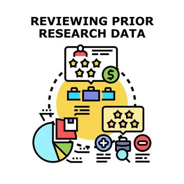 Reviewing prior research data concept on white background Stock Illustration