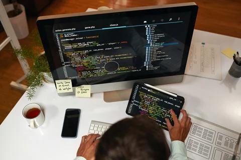 Reviewing Programming Code Foto stock