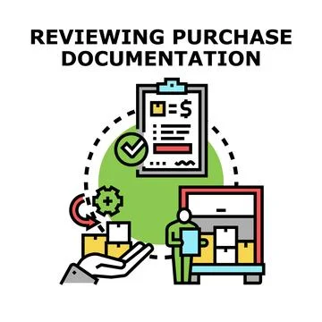 Reviewing purchase documentation and supply chain management 스톡 일러스트