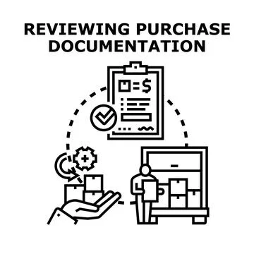 Reviewing purchase documentation and supply chain management 스톡 일러스트