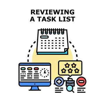 Reviewing a task list on digital interface calendar Illustrazione stock