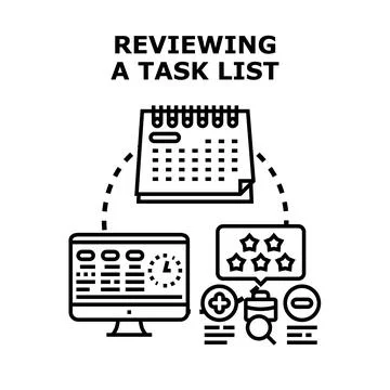 Reviewing a task list on digital interface calendar Stock Illustration