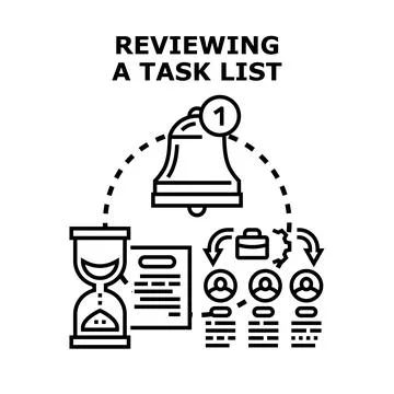Reviewing task list, time management, and team assignment concept Stock-Illustration