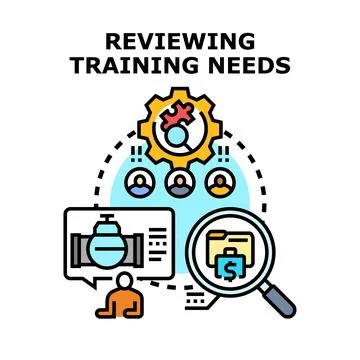 Reviewing training needs for employee development plan Stock Illustration