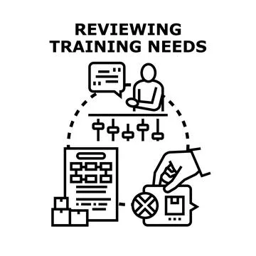 Reviewing training needs for employee development and skills improvement 스톡 일러스트