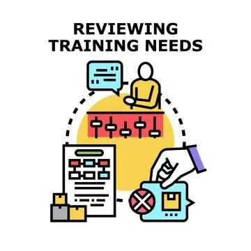 Reviewing training needs for employee development and skills improvement Stock Illustration