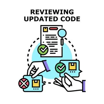 Reviewing updated code for quality assurance process 스톡 일러스트