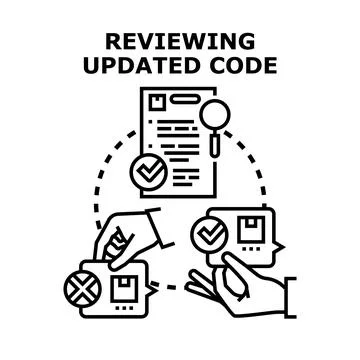 Reviewing updated code for quality assurance process Stock Illustration