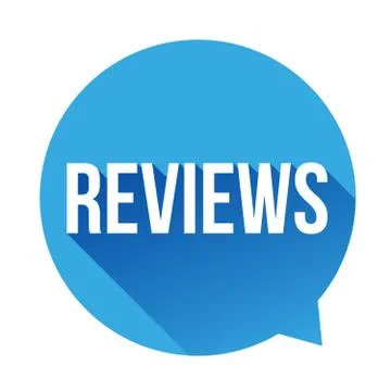 Reviews button vector speech bubble Stock Illustration
