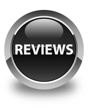 Reviews glossy black round button Stock Illustration