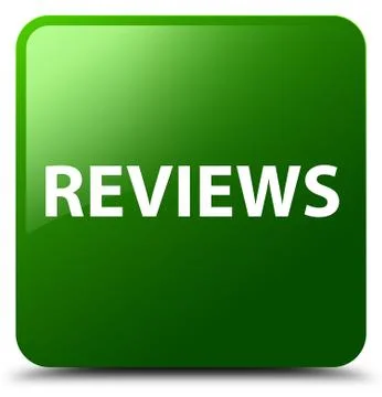 Reviews green square button Stock Illustration