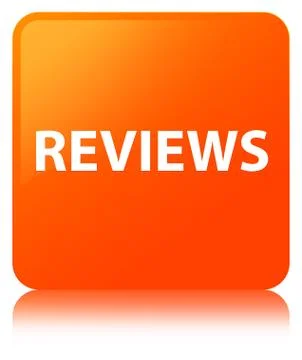 Reviews orange square button Stock Illustration