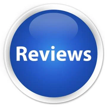 Reviews premium blue round button Stockillustratie