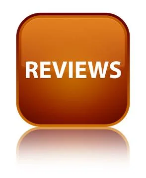 Reviews special brown square button Stock Illustration
