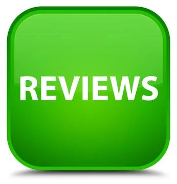 Reviews special green square button Stock Illustration