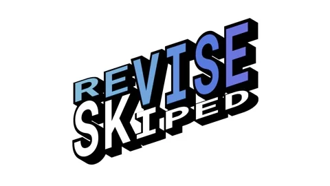 REVISE vs SKIPPED, 3D Text Animation in Isometric View with Opposite Word Motion Stock Footage 314263881