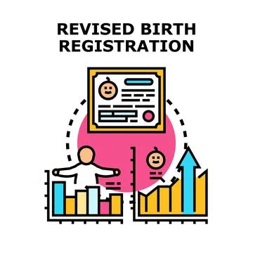 Revised birth registration process with demographic data Stock Illustration
