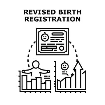 Revised birth registration process with demographic data イラスト素材